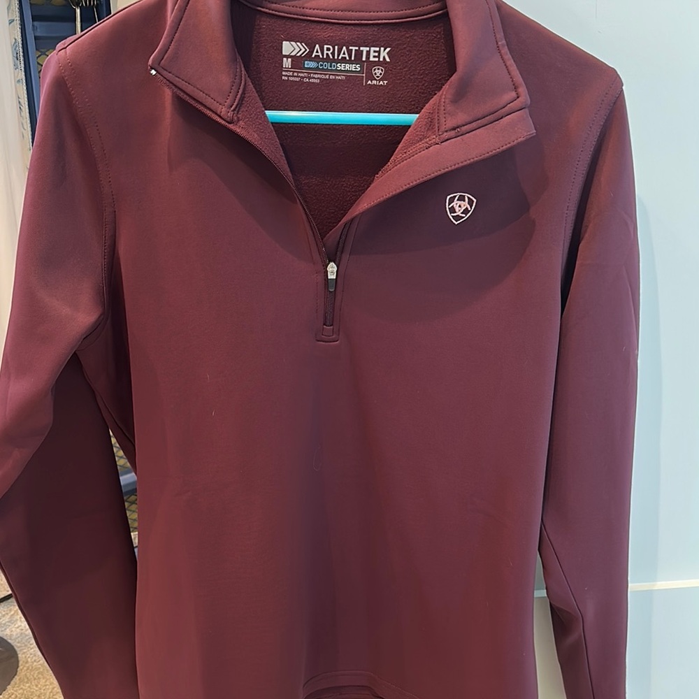 Ariat Burgundy Zip Up Sweater with Classic Collar
